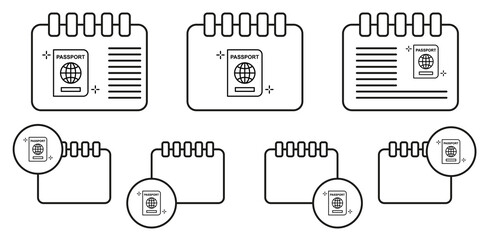Passport, airport vector icon in calender set illustration for ui and ux, website or mobile application