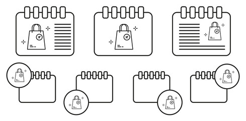 Shopping, packet, airport vector icon in calender set illustration for ui and ux, website or mobile application