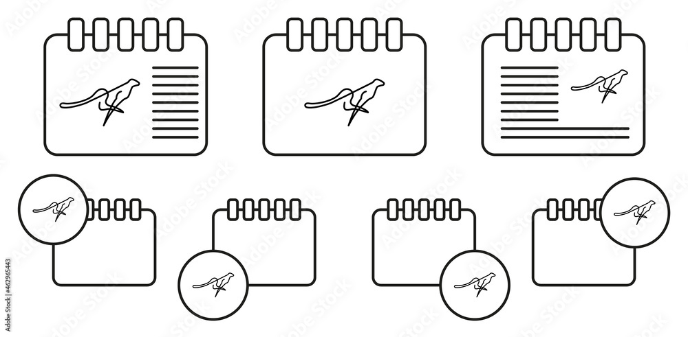 Poster leopard one line vector icon in calender set illustration for ui and ux, website or mobile applicati