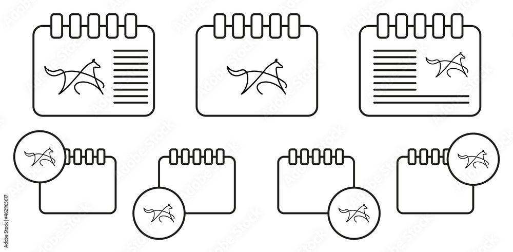 Poster dog one line vector icon in calender set illustration for ui and ux, website or mobile application