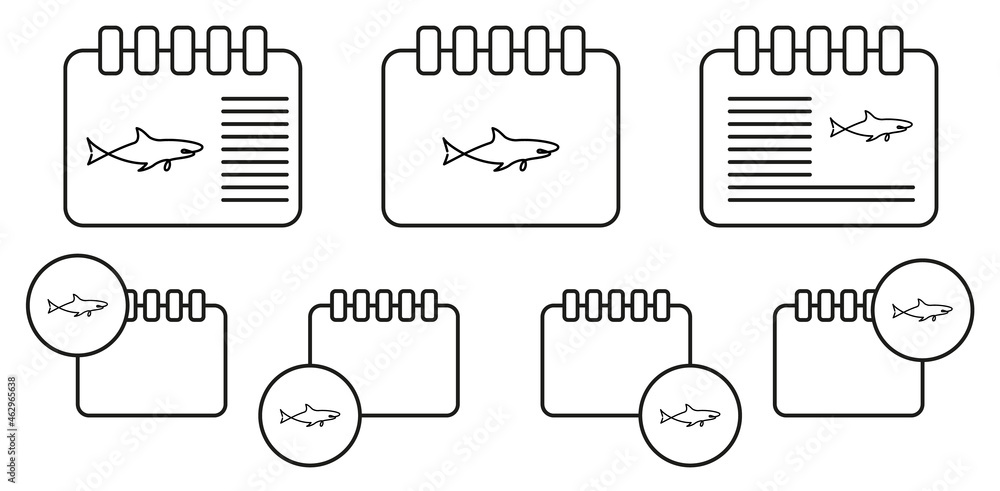 Aufkleber shark one line vector icon in calender set illustration for ui and ux, website or mobile application