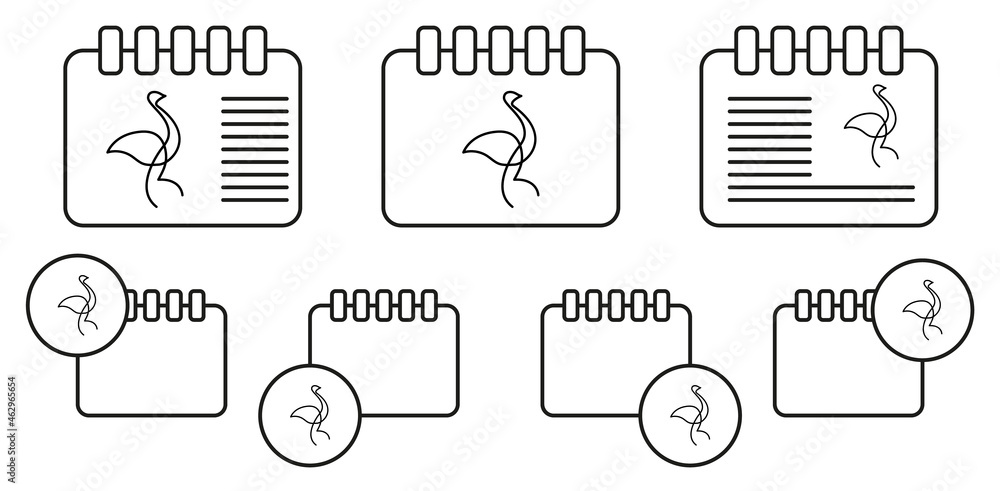 Canvas Prints Ostrich one line vector icon in calender set illustration for ui and ux, website or mobile application