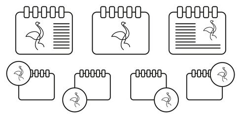 Ostrich one line vector icon in calender set illustration for ui and ux, website or mobile application