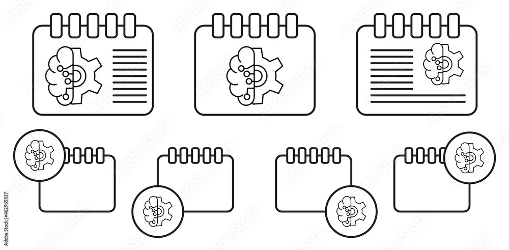 Poster mechanic brain concept line vector icon in calender set illustration for ui and ux, website or mobil
