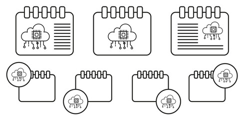 Artificial cloud concept line vector icon in calender set illustration for ui and ux, website or mobile application