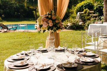 Wedding decoration - table set for wedding party