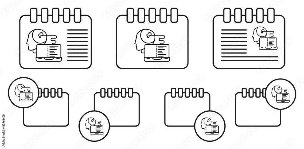 Poster smart robot artificial intelligence concept line vector icon in calender set illustration for ui and