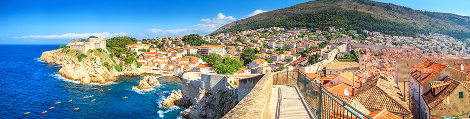 View of the Fort Lovrijenac or St. Lawrence Fortress and the Old Town of Dubrovnik on the Adriatic...