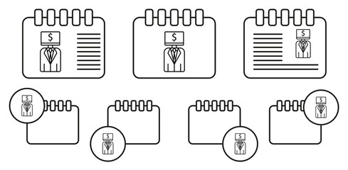 Earn smart robot concept line vector icon in calender set illustration for ui and ux, website or mobile application