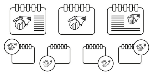 Artificial intelligence statistic concept line vector icon in calender set illustration for ui and ux, website or mobile application