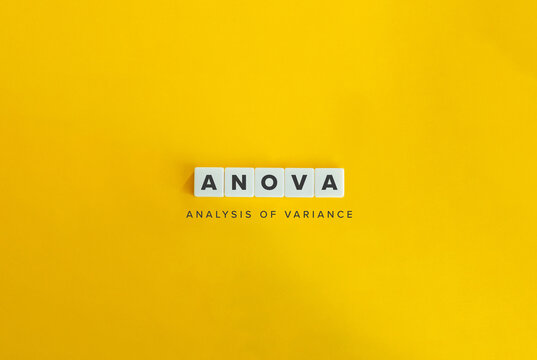 Analysis Of Variance (ANOVA) Banner. Block Letters On Bright Orange Background. Minimal Aesthetics.