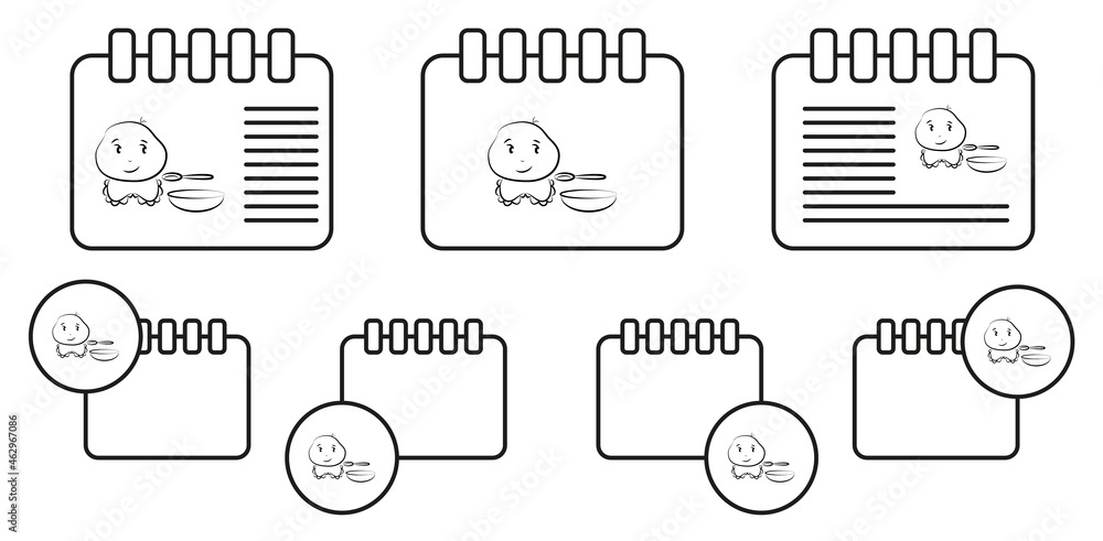Poster baby avatar sketch vector icon in calender set illustration for ui and ux, website or mobile applica