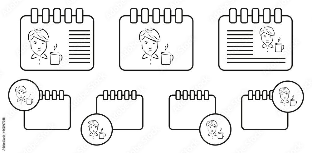 Aufkleber waiter avatar sketch vector icon in calender set illustration for ui and ux, website or mobile appli