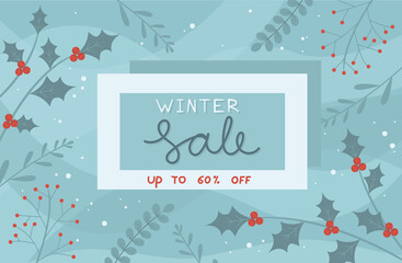 Winter sale store discount template banner vector