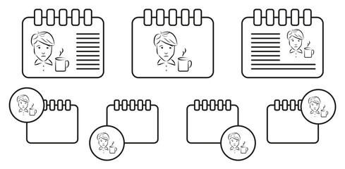 Waiter avatar sketch vector icon in calender set illustration for ui and ux, website or mobile application