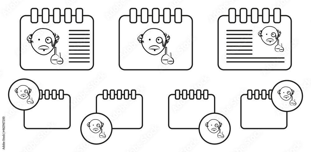Aufkleber scientist avatar sketch vector icon in calender set illustration for ui and ux, website or mobile ap