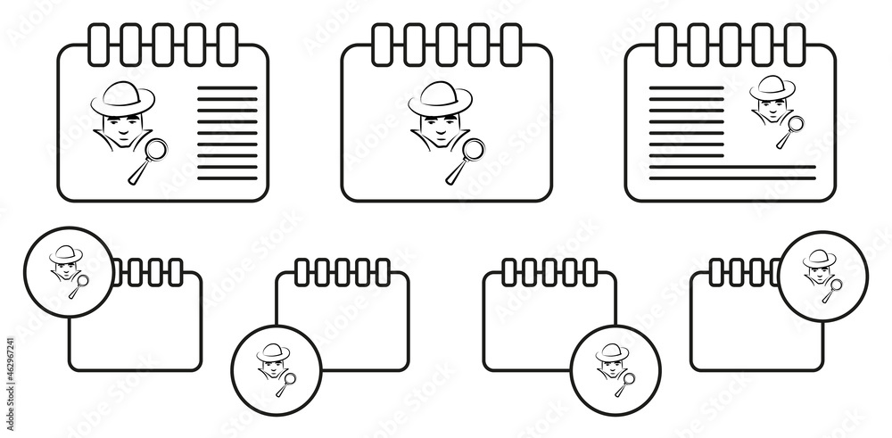 Poster detective avatar sketch vector icon in calender set illustration for ui and ux, website or mobile ap