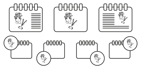Tailor avatar sketch vector icon in calender set illustration for ui and ux, website or mobile application