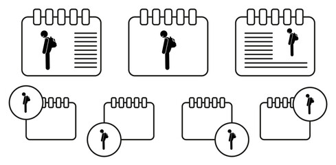 Sad schoolboy vector icon in calender set illustration for ui and ux, website or mobile application