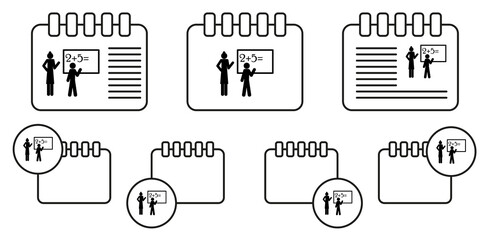 Math lesson vector icon in calender set illustration for ui and ux, website or mobile application