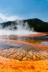  Grand Prismatic Spring is in Midway Geyser Basin, Yellowstone National Park, Teton County, Wyoming.