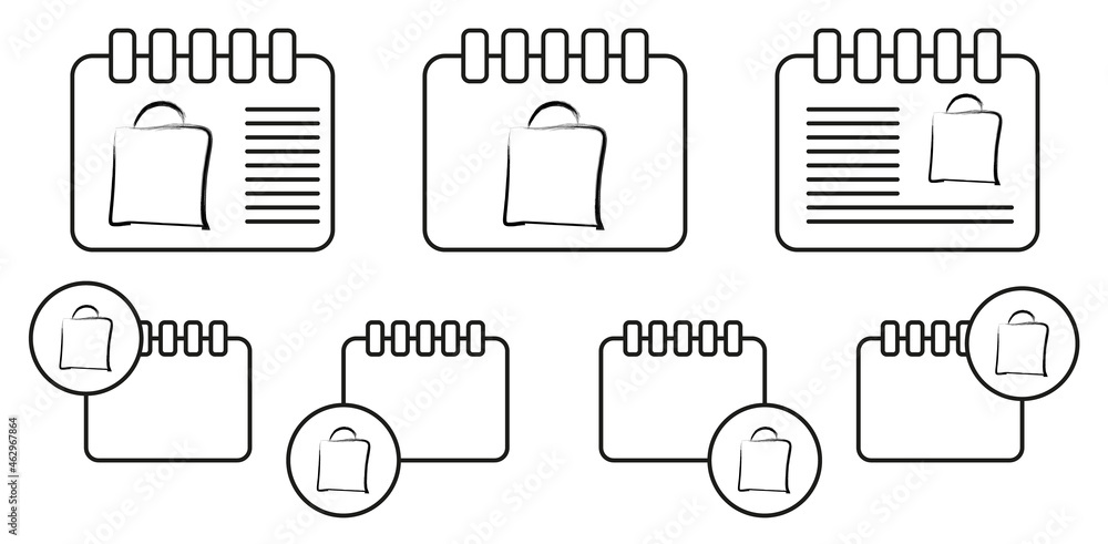 Aufkleber shopping bag sketch style vector icon in calender set illustration for ui and ux, website or mobile 