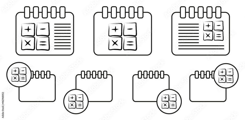 Poster mathematical signs sketch style vector icon in calender set illustration for ui and ux, website or m