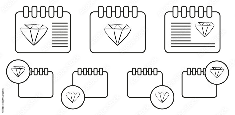 Poster diamond sketch style vector icon in calender set illustration for ui and ux, website or mobile appli