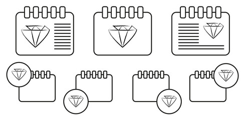 Diamond sketch style vector icon in calender set illustration for ui and ux, website or mobile application
