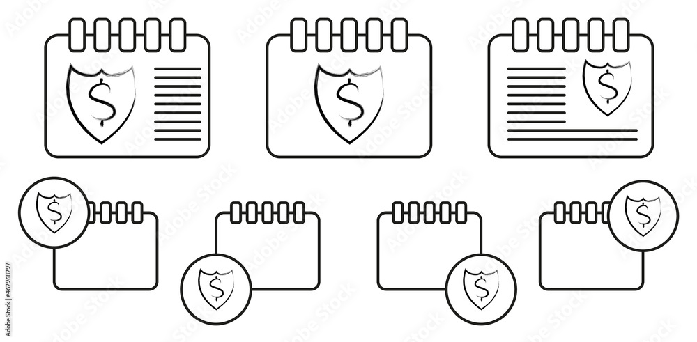 Aufkleber protection of savings sketch style vector icon in calender set illustration for ui and ux, website o