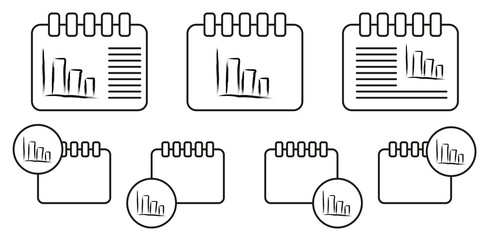 Business chart sketch style vector icon in calender set illustration for ui and ux, website or mobile application