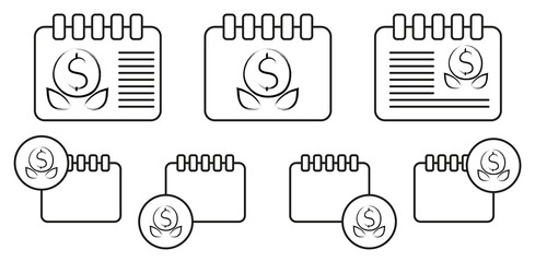Money plant sketch style vector icon in calender set illustration for ui and ux, website or mobile application