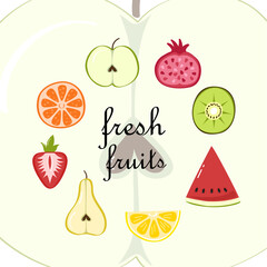 Fruit hand drawn vector isolated on white background. Collection of trendy fruit in flat style for menu design, packaging template, app, ui, logo and web site. Fruit vector illustration
