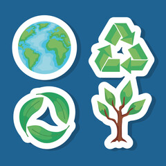 four eco friendly icons