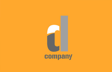yellow grey letter d alphabet logo design icon for business