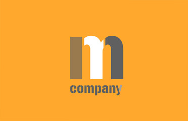 yellow grey letter m alphabet logo design icon for business
