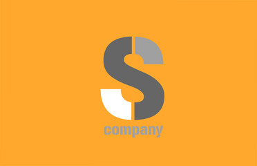yellow grey letter s alphabet logo design icon for business