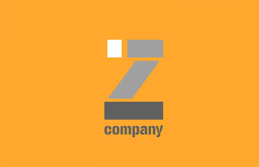 yellow grey letter z alphabet logo design icon for business