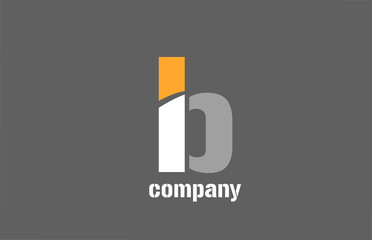 yellow and grey b alphabet logo design icon for business