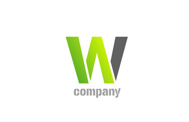 blue green white logo w alphabet letter design icon for company