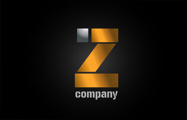 gold silver metal logo z alphabet letter design icon for company