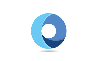 blue logo o alphabet letter design icon for company