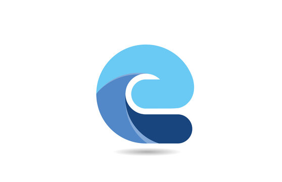 blue logo e alphabet letter design icon for company