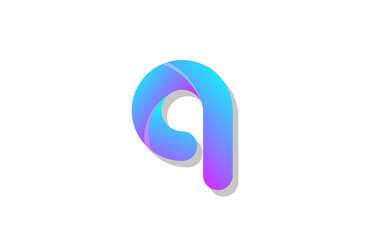 blue gradient logo q alphabet letter design icon for company