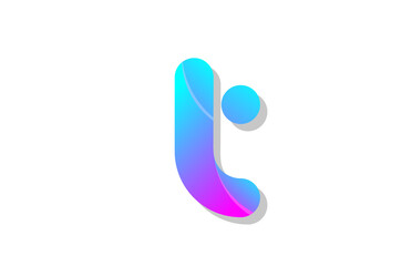 blue gradient logo t alphabet letter design icon for company