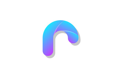 blue gradient logo r alphabet letter design icon for company