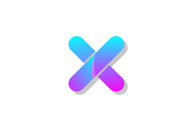 blue gradient logo x alphabet letter design icon for company