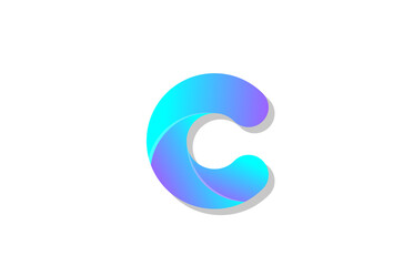 blue gradient logo c alphabet letter design icon for company