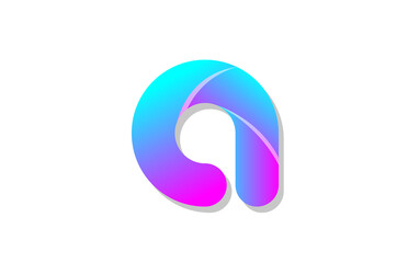 blue gradient logo a alphabet letter design icon for company