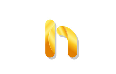 gold golden gradient logo h alphabet letter design icon for company